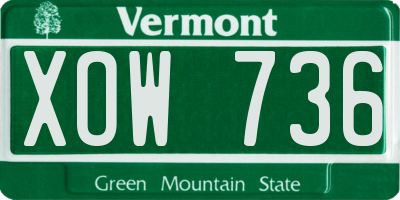 VT license plate XOW736