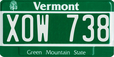 VT license plate XOW738