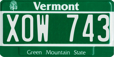 VT license plate XOW743