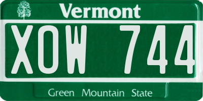 VT license plate XOW744