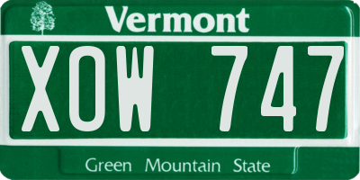 VT license plate XOW747