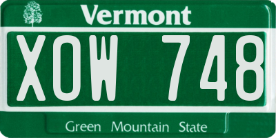 VT license plate XOW748