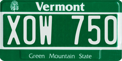 VT license plate XOW750