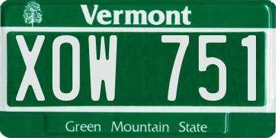 VT license plate XOW751