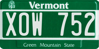 VT license plate XOW752