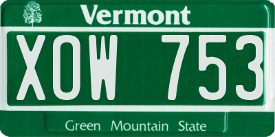 VT license plate XOW753