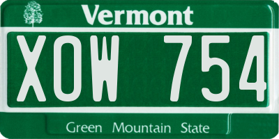 VT license plate XOW754