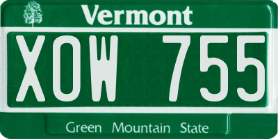 VT license plate XOW755
