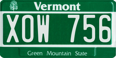 VT license plate XOW756