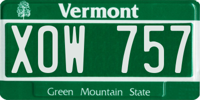VT license plate XOW757