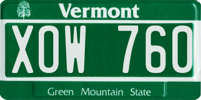 VT license plate XOW760