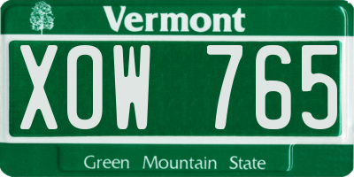 VT license plate XOW765