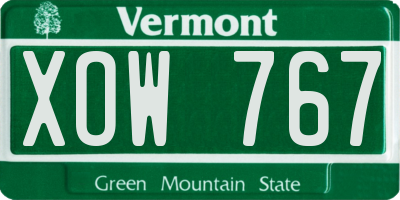 VT license plate XOW767