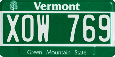 VT license plate XOW769