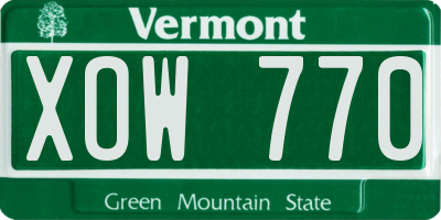 VT license plate XOW770