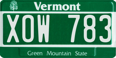 VT license plate XOW783