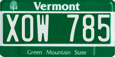 VT license plate XOW785