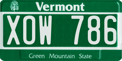 VT license plate XOW786