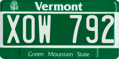 VT license plate XOW792