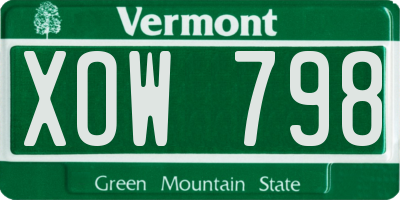 VT license plate XOW798