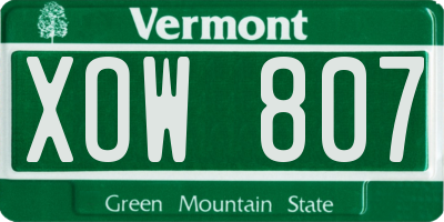 VT license plate XOW807