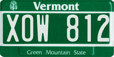 VT license plate XOW812