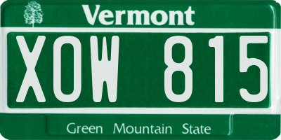VT license plate XOW815