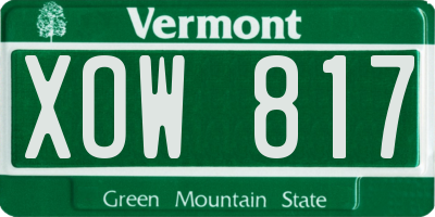 VT license plate XOW817