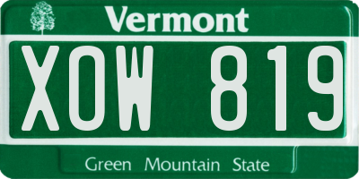 VT license plate XOW819