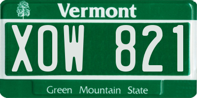 VT license plate XOW821