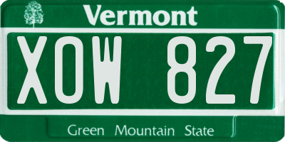 VT license plate XOW827