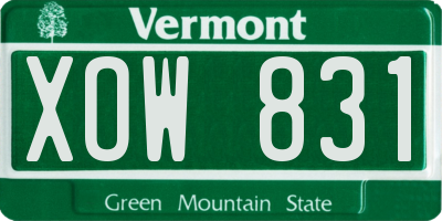 VT license plate XOW831