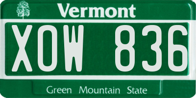 VT license plate XOW836
