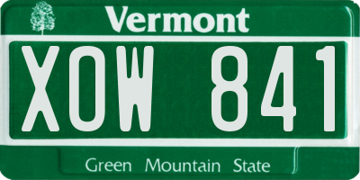VT license plate XOW841