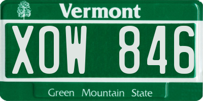VT license plate XOW846