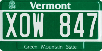VT license plate XOW847