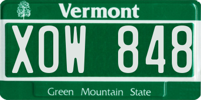 VT license plate XOW848