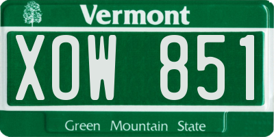 VT license plate XOW851