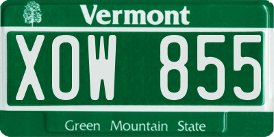 VT license plate XOW855