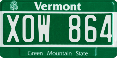 VT license plate XOW864