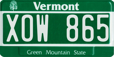 VT license plate XOW865