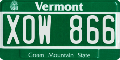 VT license plate XOW866