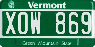 VT license plate XOW869