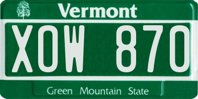 VT license plate XOW870