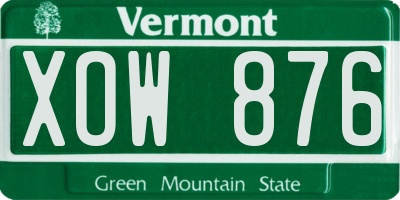 VT license plate XOW876