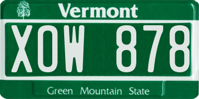 VT license plate XOW878