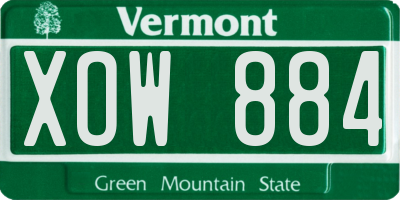 VT license plate XOW884