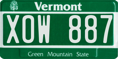 VT license plate XOW887