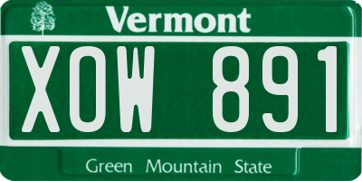 VT license plate XOW891
