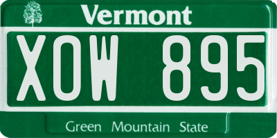 VT license plate XOW895